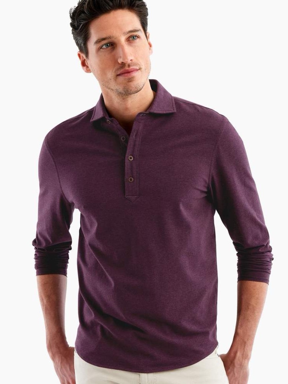 johnnie-O Men’s "Wylie" Hangin' Out Long Sleeve Polo Lava Purple XL Cotton Surf